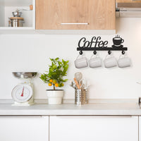 Coffee Mug Holder Wall Mounted Coffee Bar Decor Sign Coffee Cup Rack Hanging