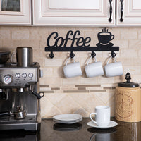 Coffee Mug Holder Wall Mounted Coffee Bar Decor Sign Coffee Cup Rack Hanging