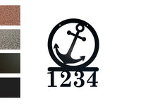 Anchor Nautical Round Silhouette Address Sign Metal with Custom Address numbers