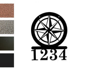 Compass Round Silhouette Address Sign Metal with Custom Address numbers