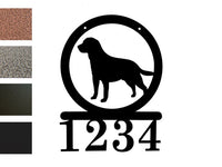 Dog Round Silhouette Address Sign Metal with Custom Address numbers