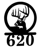 Deer Buck Round Silhouette Address Sign Metal with Custom Address numbers