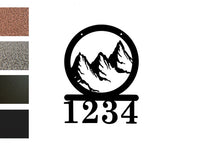Mountain Range Round Silhouette Address Sign Metal with Custom Address numbers