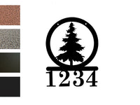 Tree Round Silhouette Address Sign Metal with Custom Address numbers